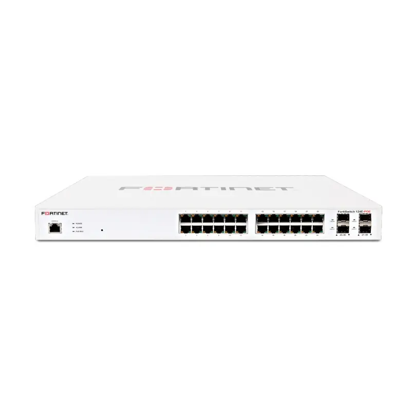 Fortinet FS-124F-POE FortiSwitch 124F Series 24 Ports Manageable 2 Layer Supported Modular 185 W PoE Budget Optical Fiber, Twisted Pair PoE Ports