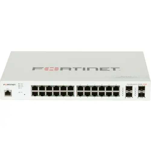 Fortinet FS-224E-POE FortiSwitch 224E Series FortiSwitch 224E-POE Managed L2/L3 Gigabit Ethernet (10/100/1000) Power over Ethernet (PoE) 1U White
