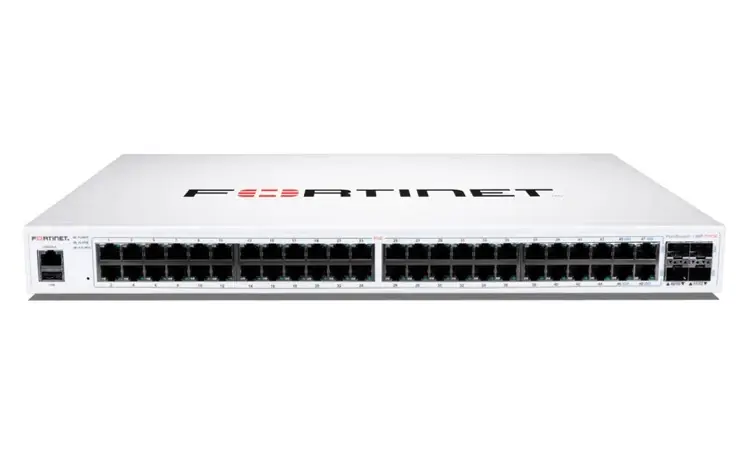 Fortinet FS-148F-POE FortiSwitch 148F Series 48 Ports Manageable 2 Layer Supported Modular 370 W PoE Budget Optical Fiber, Twisted Pair PoE Ports 1U